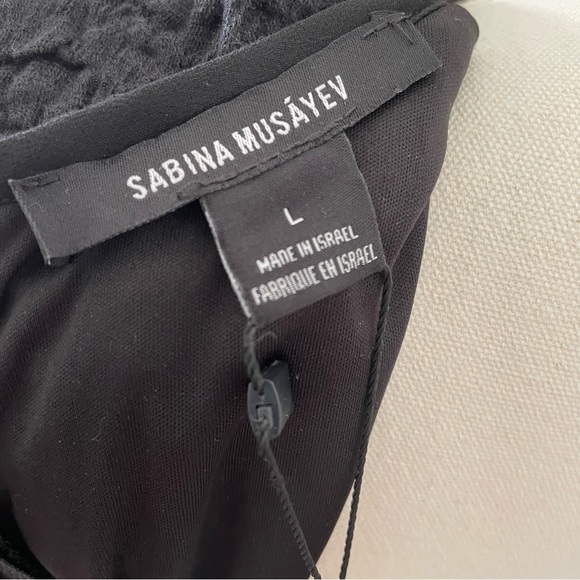 NWT Sabina Musayev Agnes Dress Black Mini Crinkled Cut Outs Drawstring Large - Picture 9 of 11